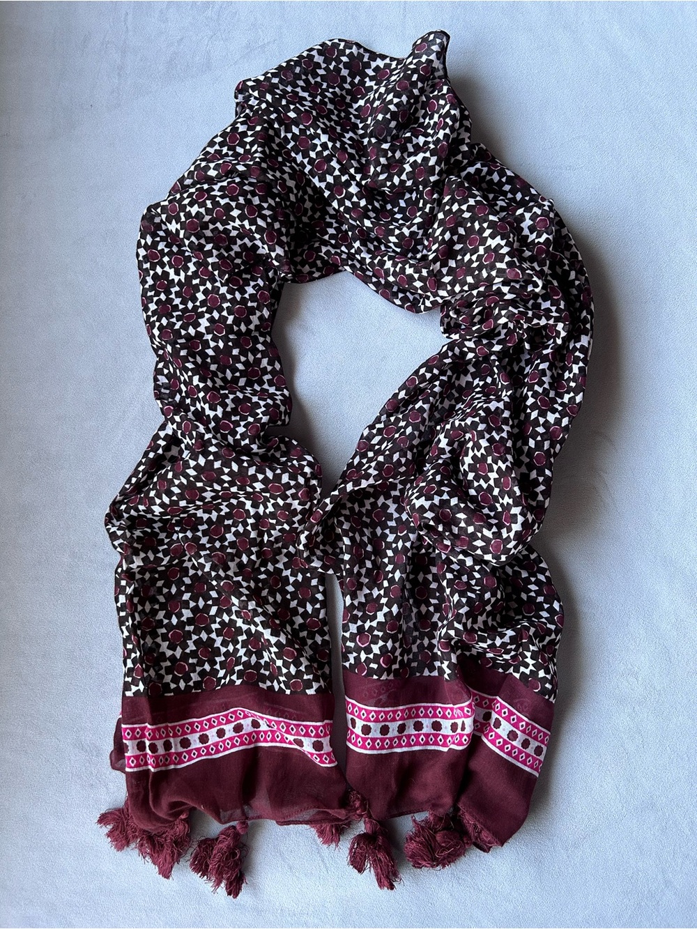 Kate Spade ~ Floral Tile Oblong Scarf ~ Deep Cocoa